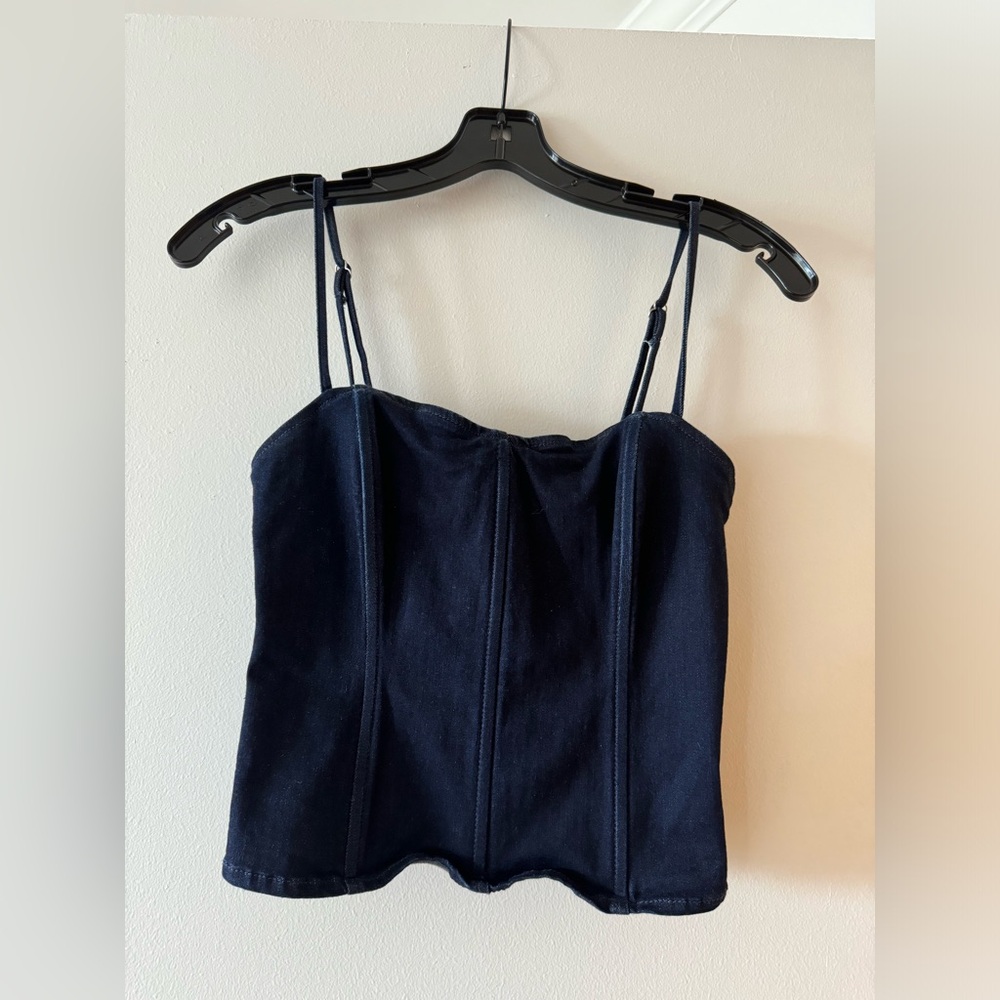 WeWoreWhat Navy Blue Corset Tank Top
